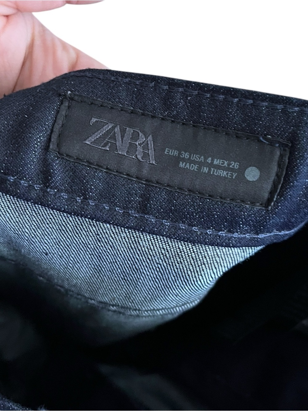 NWT Zara ZW Collection Barrel Leg High Rise Trouser Ankle Jeans Dark Wash size 4 - Picture 10 of 13